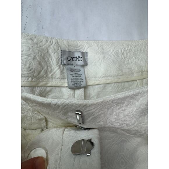 Y2k 2010 Cache Brocade Jacquard Floral Pantsuit Set Cream Zipper Blazer 0 Pant 4 - Picture 11 of 16